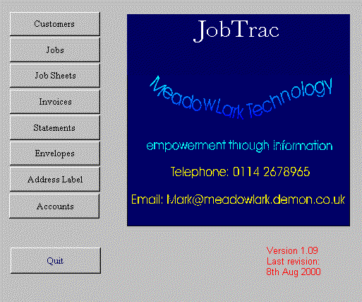 A screenshot of the JobTrac Job Management System